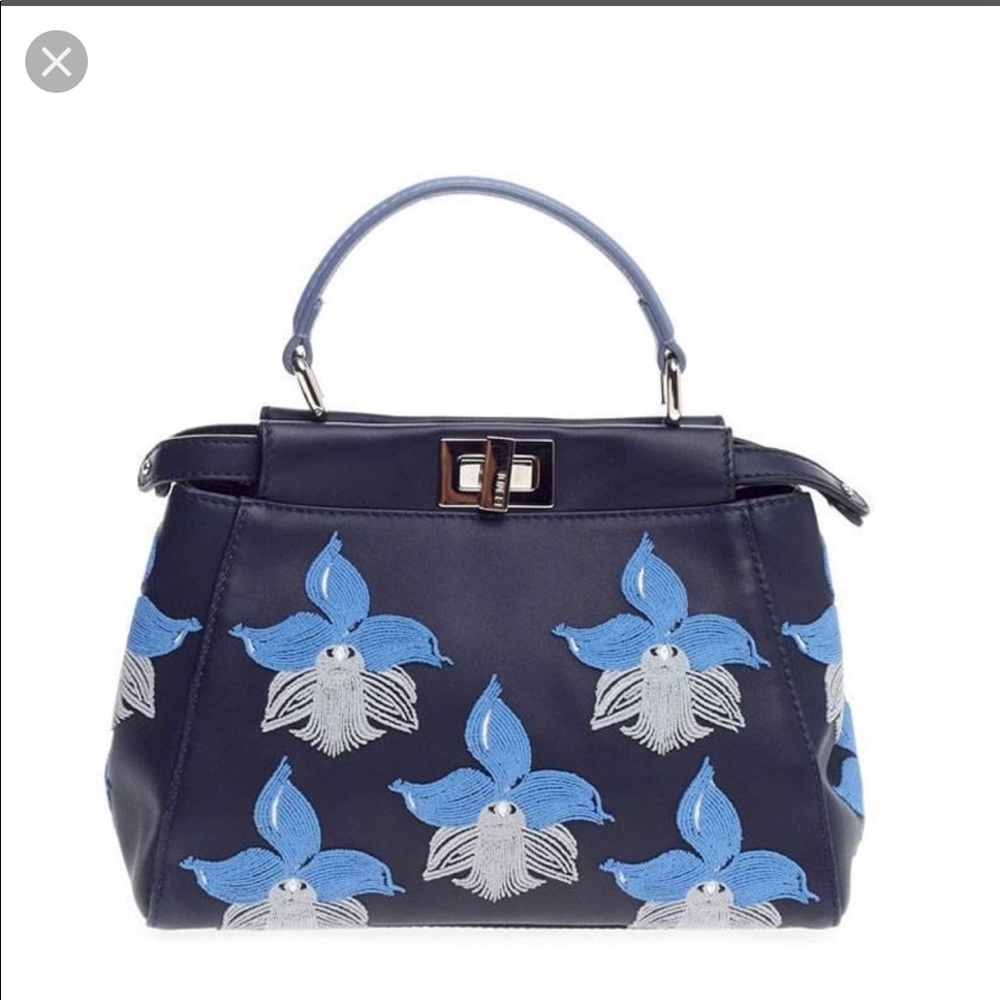 Fends peekaboo orchid embroidered mini tote
